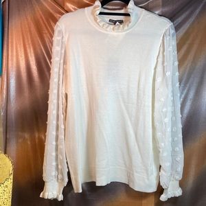 Nwt gorgeous cream romantic sweater with sheer sleeves XL‎ 46” chest  159